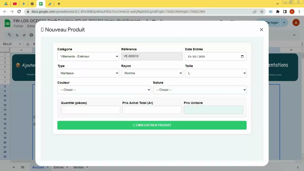 Ajouter un produit - Outil de gestion de ventes d'habillement