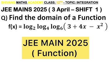 Q) Let the domain of the function 𝑓(𝑥)=log_2 log_4 log_6 (3+4𝑥−𝑥^2 ) be (𝑎,𝑏). If ∫ 0 to (𝑏−𝑎)  [𝑥^2