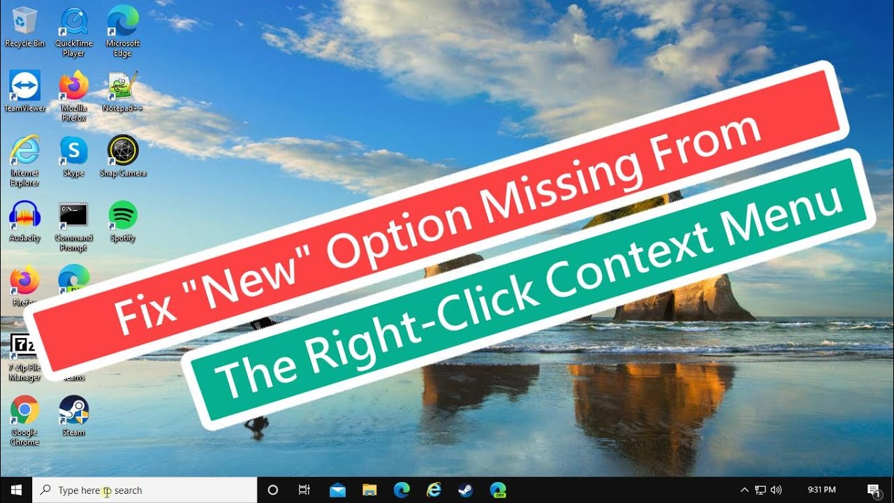 Fix New Option Missing From the Right Click Context Menu - YouTube