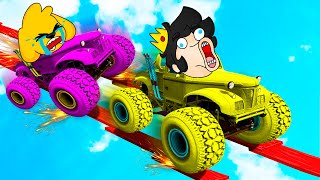 GTA 5 pero NOS CONVERTIMOS en MONSTER TRUCK!!  TROLLINO vs MIKECRACK vs INVICTOR vs TIMBAVK