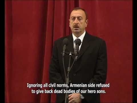 Speech by Ilham Aliyev at the farewell ceremony for martyrs Mubariz Ibrahimov and Farid Ahmadov.