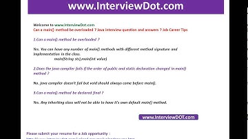 Can a main method be overloaded job java interview questions