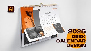 2025 Desk Calendar Design | Professional Calendar | Illustrator Toutorial | Techup Solutions