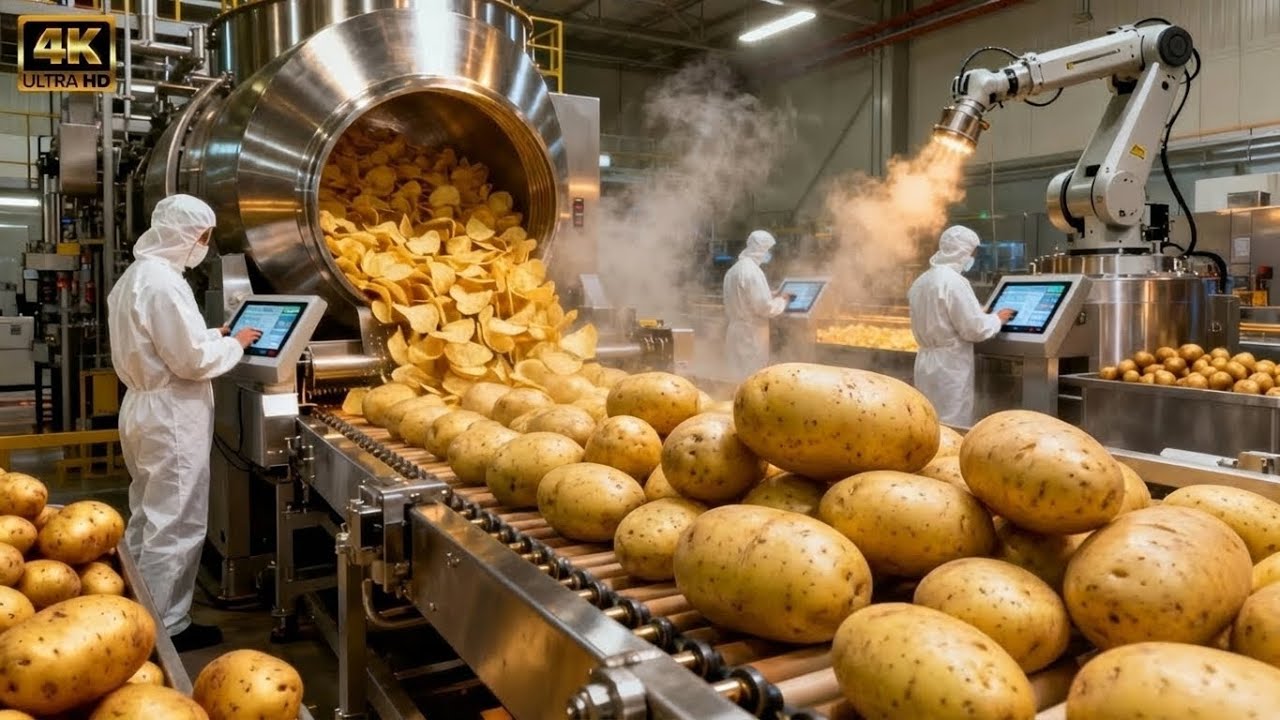 Inside a Modern Pringles Factory, From Whole Potatoes to Stacked Potato Chips (Full Process)