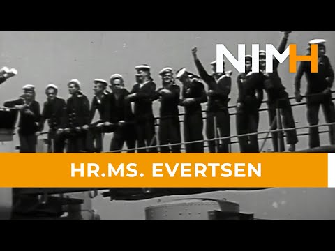 Hr.Ms. Evertsen in 1951 terug in Nederland, na deelname Korea-oorlog