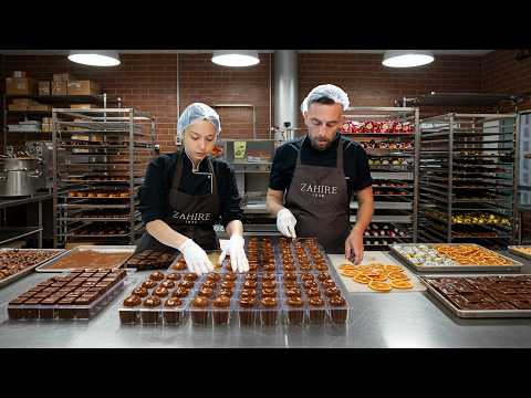 فن الشوكولاتة المتطرف مجموعة كاملة من حلويات الشوكولاتة من المخبز التركي 