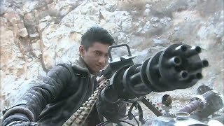 Young man modifies a small heavy machine gun, annihilating the Japanese troop.