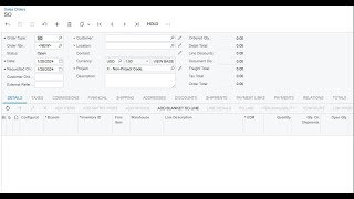 Acumatica Sales Orders