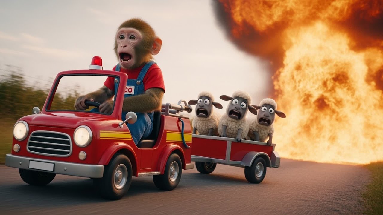 Monkey CO Drives the Mini Fire Truck to Rescue the Sheep from a Fire 🐒🚒🐑 | CO MONKEY TEAM