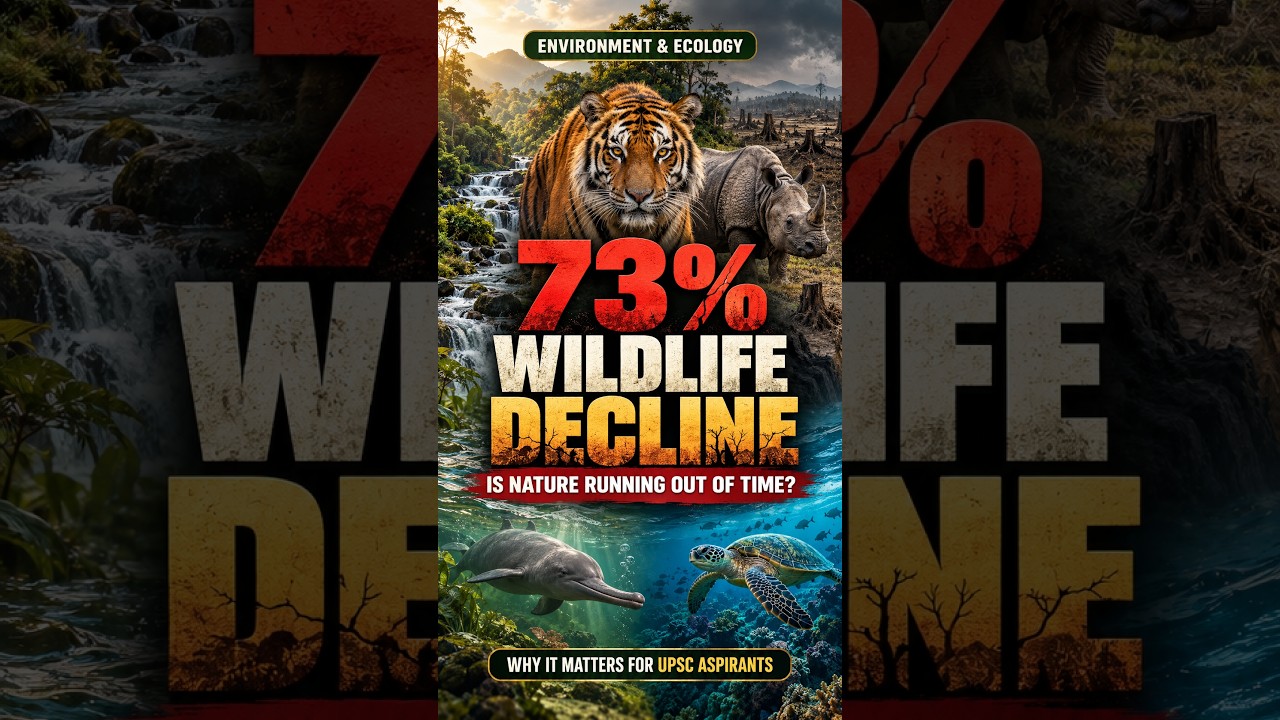 73% Wildlife Decline Explained! 📉 | Environment & Ecology for UPSC 🐘🌿 #Shorts