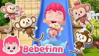 🐒 Five Little Monkeys Jumping On The Bed 🙉 | Bebefinn Sing Along2 | Nursery Rhymes&Kids Songs
