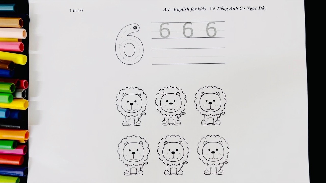 Number 6 Trace and Color | Bé Học Số Tiếng Anh | Viết & Tô Màu Cho Bé