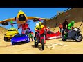 Gta v stunts by motorcycles supercars awesome ramp  stunts with spiderman team gtav mods