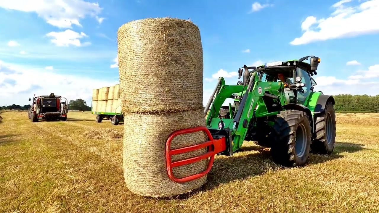 Aus Gras wird Heu|Mähen-Wenden-Schwaden-Klein&Rundballen Pressen auf dem Hof Lüning