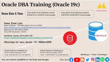 Oracle DBA Course || 20-Oct-2025 - Monday