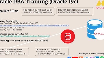 Oracle DBA Course || 20-Oct-2025 - Monday