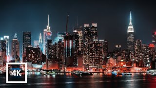 New York City Street Ambience Sounds At Night (City Sounds, Traffic, Sound Effects, Times Square) 4K
