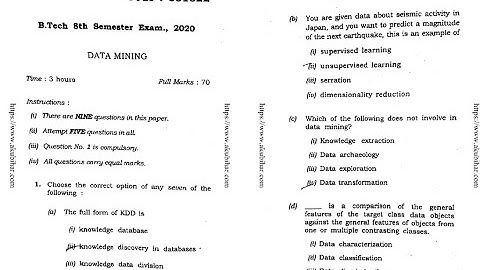 DATA MINING  ||  AKU PERVIOUS YEAR QUESTION  || 8TH SEM || 2020 || WITH SOLUTIONS || PART 1