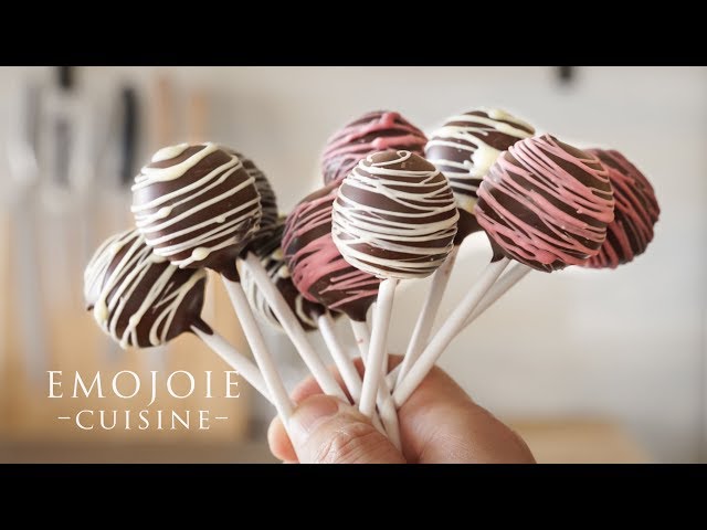 No-Bake Chocolate & Cake Pops - Lollipops | チョコ＆ケーキポップ オーブン無しバレンタインレシピ | Emojoie Cuisine