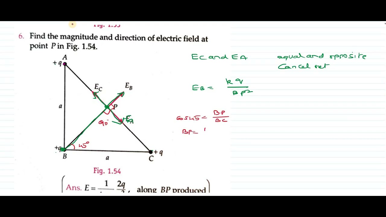 find the magnitude and direction of electric field at point P in - YouTube