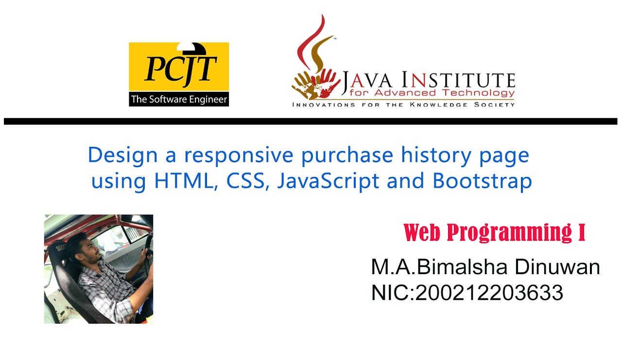 Design a responsive purchase history page using HTML, CSS, JavaScript ...