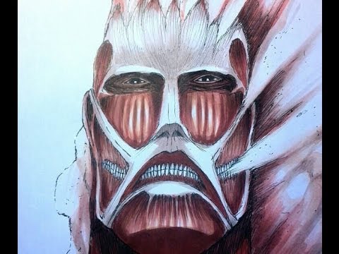 進撃の巨人 超大型巨人を手書きで描いてみた Depicting Attack On Titan Youtube