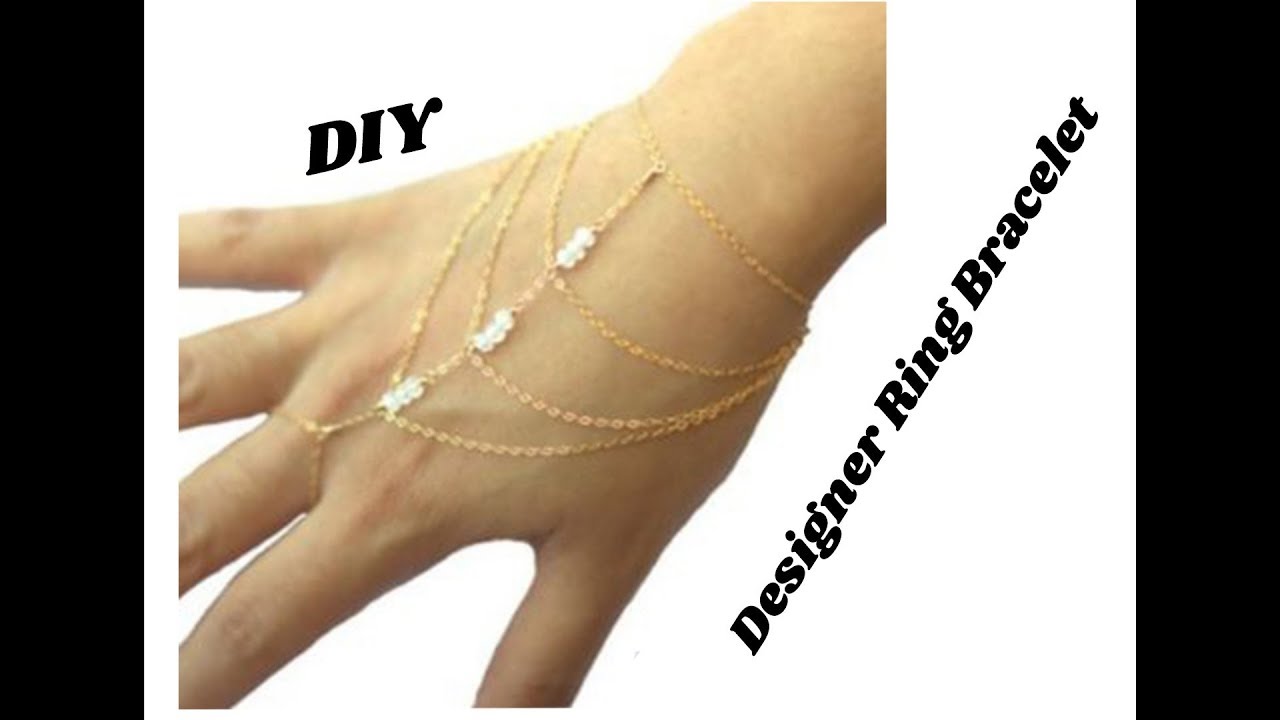 22kt Antique Gold Bridal Ring Chain Bracelet | Raj Jewels