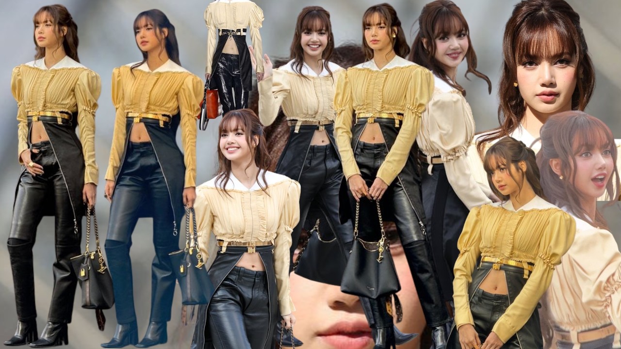 โมเมนต์ลิซ่า งาน LVFW26 ตอนเดินเข้างานด้านใน ยืนถ่ายภาพหน้า Backdrop น้องใส่ชุด LVFW16🌝