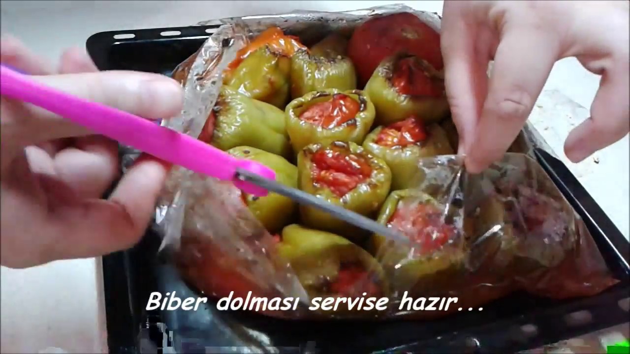 Fırın Poşetinde Biber Dolması Videosu Fırın Poşetinde Biber Dolması Videosu