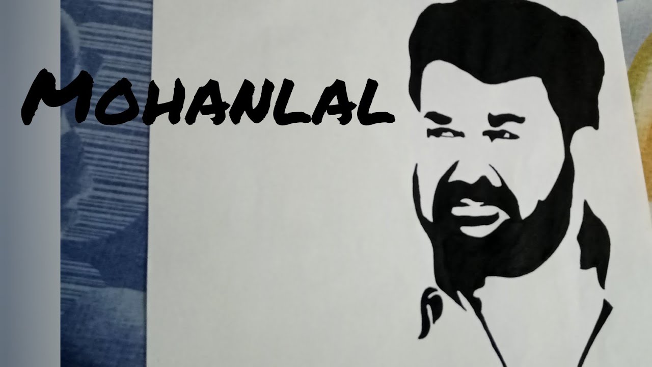 Happy Birthday mohanlal stencil art YouTube