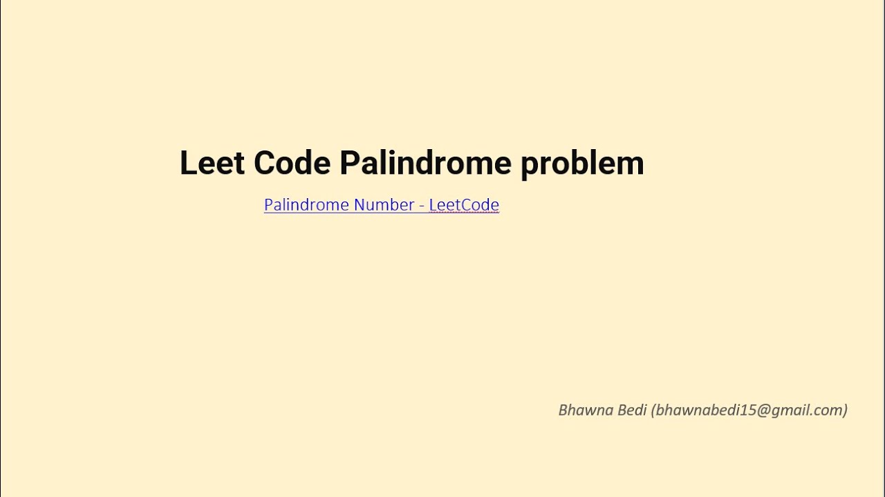 Leet Code Palindrome Problem - YouTube