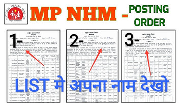 MP NHM - POSTING ORDER जारी - LIST में अपना नाम देखो -3 LIST  - 15 दिनों में JOINING लो जल्दी