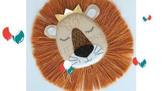 Beautiful Baby Room Decor:Lion Face Wall Hanging DIY (Macrame،Felt)Free Pattern