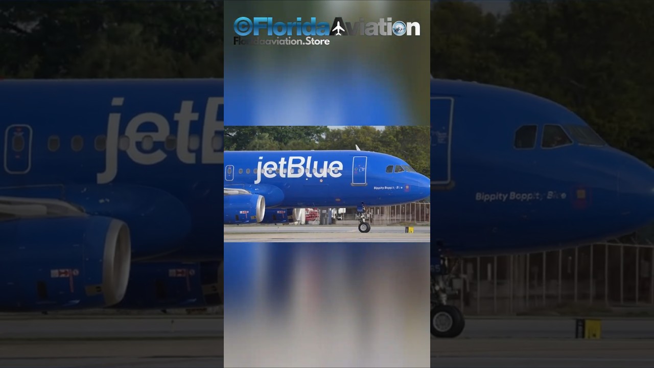 Airbus A320 JetBlue Airways Blue Livery Takeoff at Fort Lauderdale-Hollywood Int'l Airport KFLL