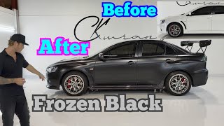 Before and After Wrapping Over Bad Paint - Frozen Black Mitsubishi Evo With Gloss Carbon Fiber screenshot 2