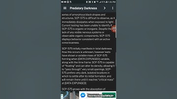 SCP 575 The Predatory darkness