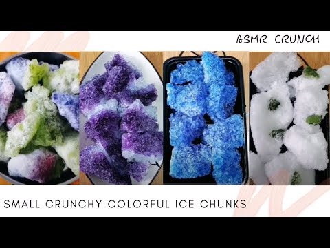 [ASMR] Small Crunchy Colorful Ice Chunks Eating Sounds|Satisfying Video|#299 氷を食べる/ICE eating/吃冰
