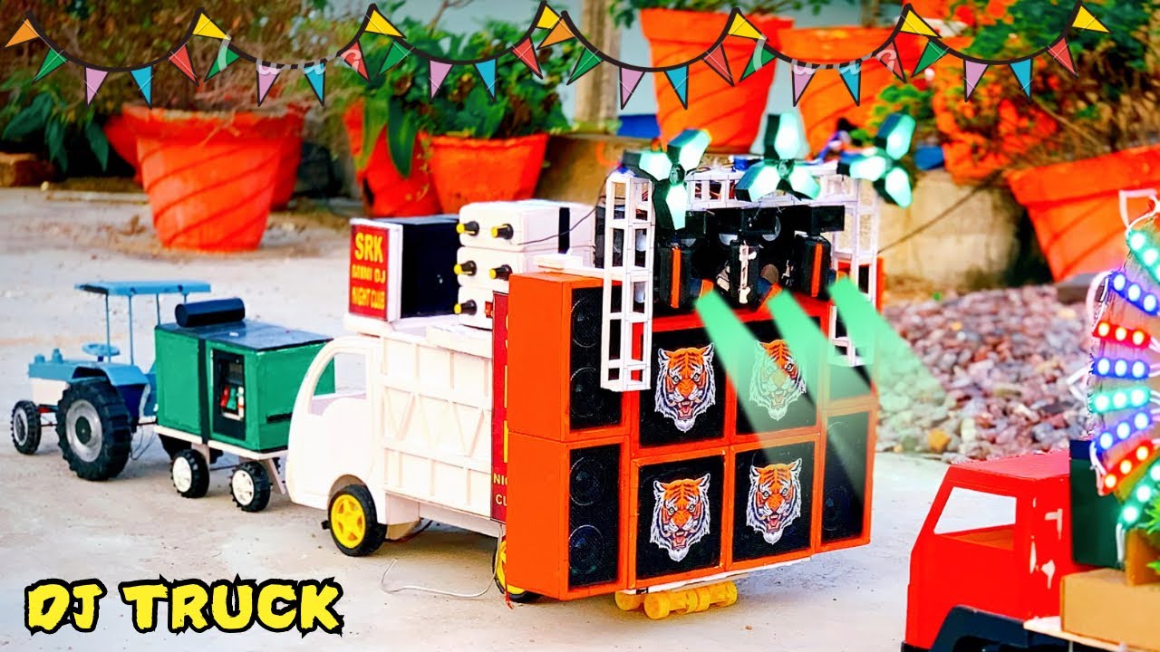 DIY Mini dj Ganesh Visharjan big truck loading | Real Mini Dj road lights decoration ideas at home