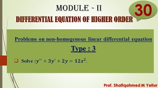#30 || Problem#1|| Type : 3 || Solve :𝒚^′′+𝟑𝒚^′+𝟐𝒚=〖𝟏𝟐𝒙〗^𝟐 ||