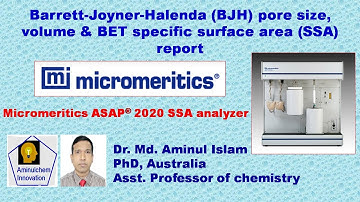 Barrett-Joyner-Halenda (BJH) pore size, volume and BET specific surface area (SSA) report