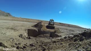 CAT 420D Loader Backhoe Pushing Dirt Part 1