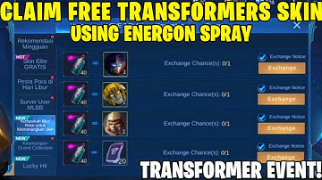 TRANSFORMER EVENT! CLAIM FREE TRANSFORMERS SKIN USING ENERGON SPRAY IN MOBILE LEGENDS