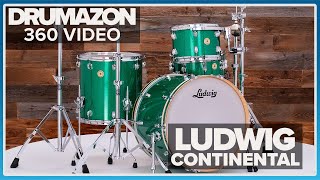 Ludwig Continental Hybrid Maple Drum Kit, Green Sparkle, 360 Rotation Video from Drumazon