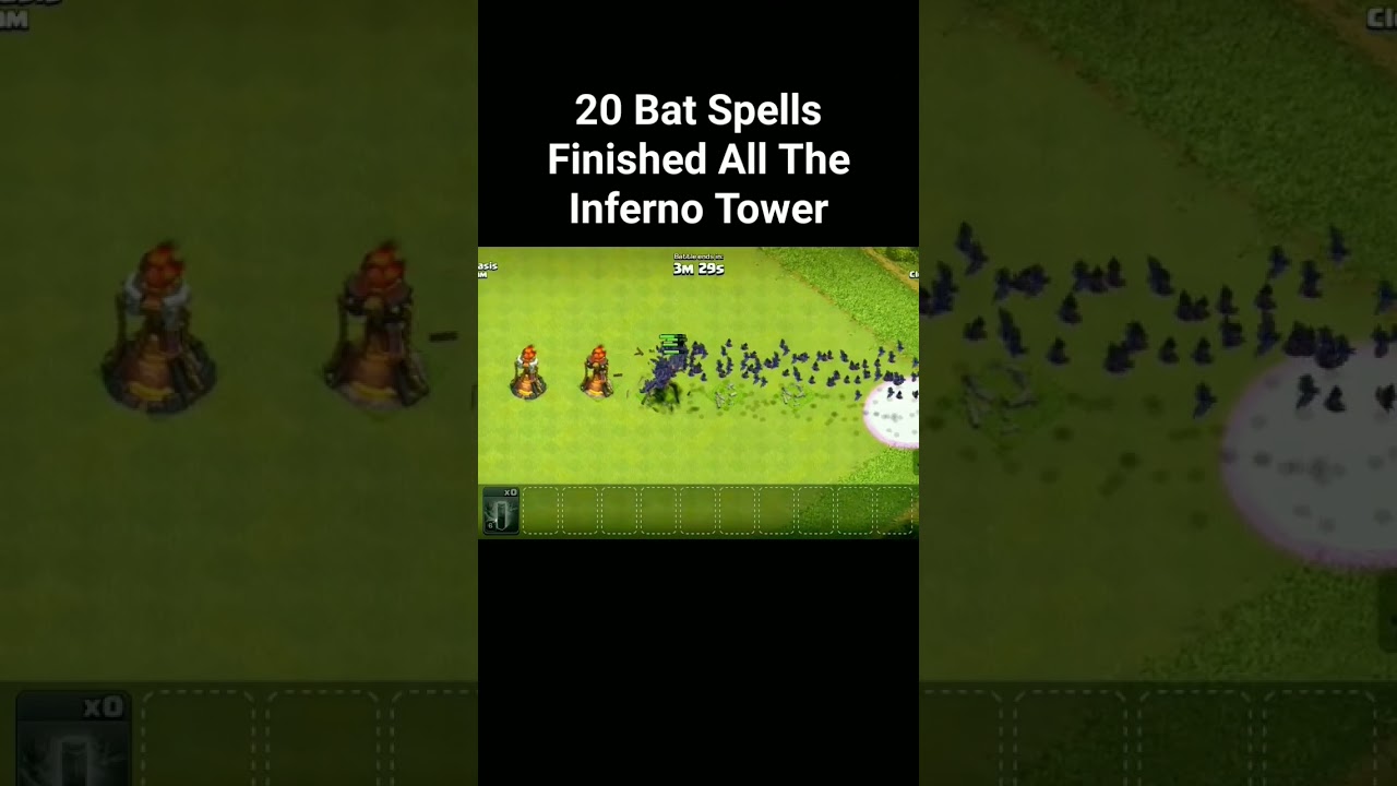 Very Amazing Bat Spells Attack,Level 1-9 Inferno Tower Vs 20 Bat Spells.