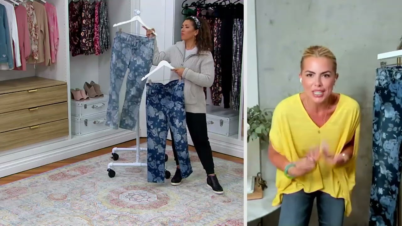 Laurie Felt Floral Daisy Denim Ankle Straight Jeans on QVC