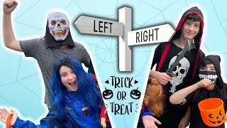 TRICK OR TREAT CHALLENGE - LEFT OR RIGHT? COLLECTING LOLLIES FROM JUST ONE SIDE OF THE STREET