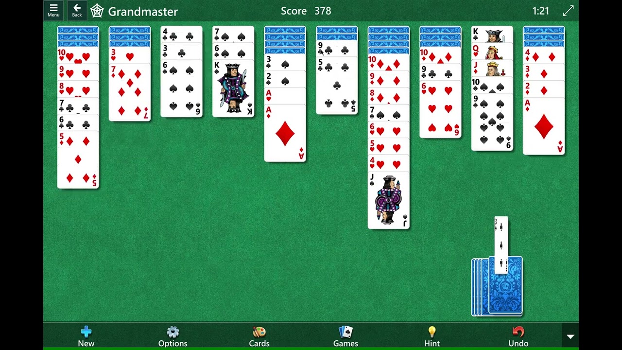 Solve Microsoft Solitaire Collection Spider Grandmaster Four Suits in Five Minutes
