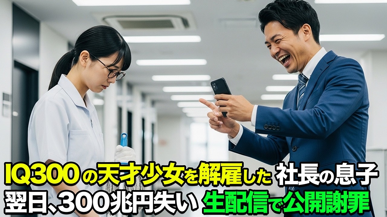 IQ300の天才少女を「底辺中卒w」と侮辱し、解雇した社長の息子。翌日、300兆円契約が破棄され涙の公開謝罪…！