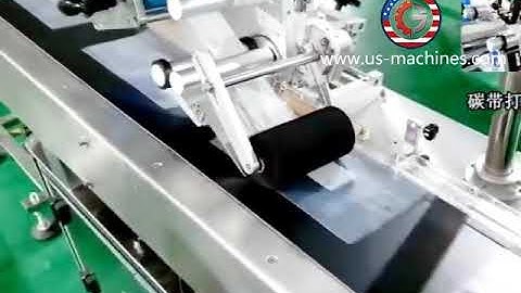 Big bag empty pouch automatic paging feeding top labeling machine with coding printer fucntion