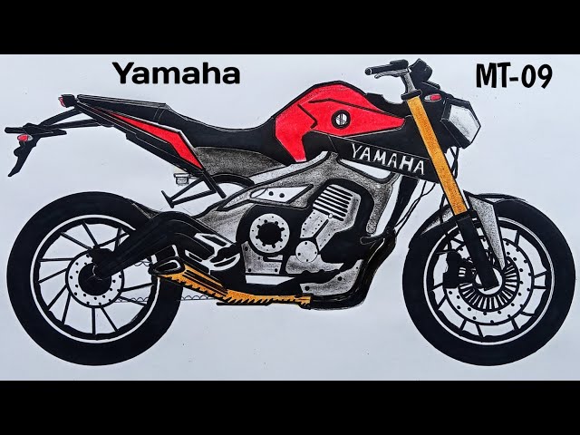 Yamaha MT-09 drawing easy | Step by step for beginners